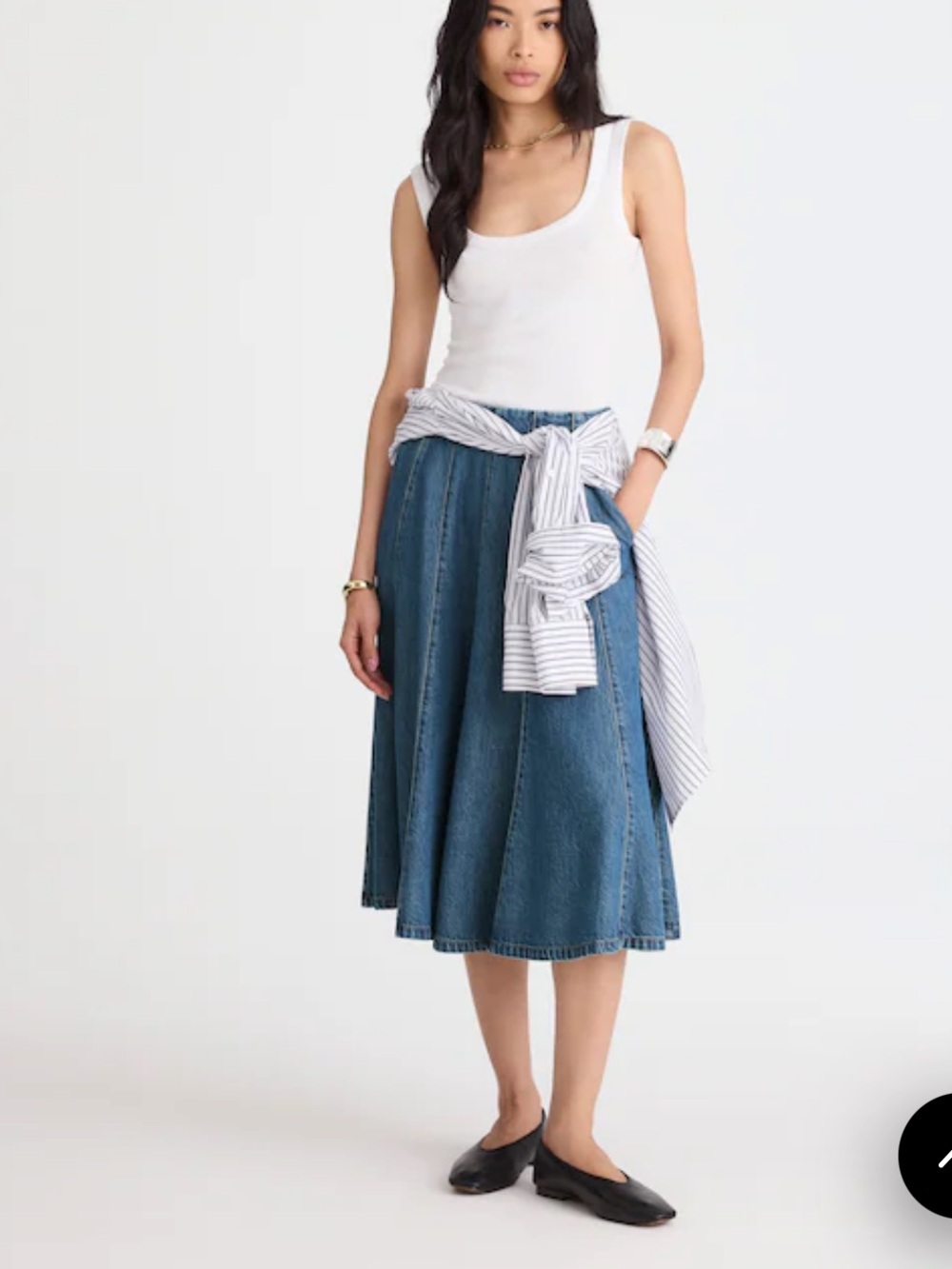 Madewell flares denim midi denim skirt a line